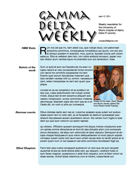 Graphic Design: Newsletter